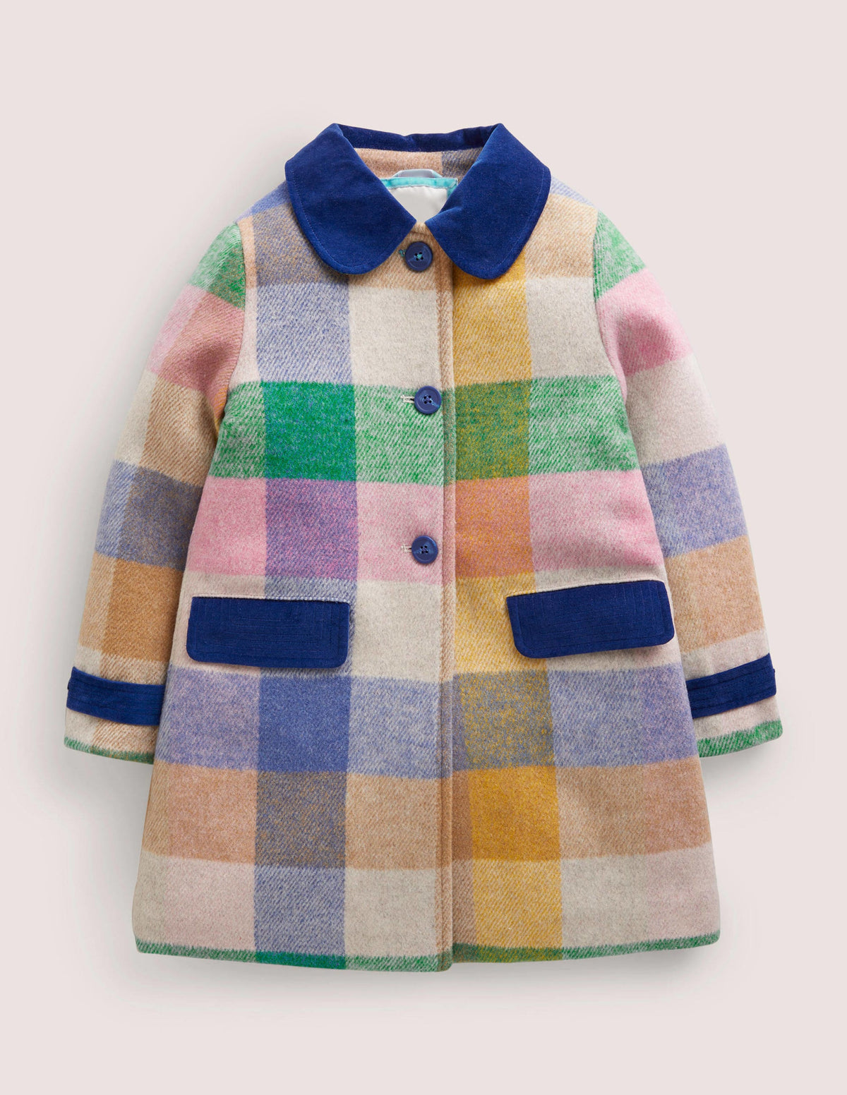 Karierter Wollmantel-Bunt, Regenbogenfarbene Vichykaros-1