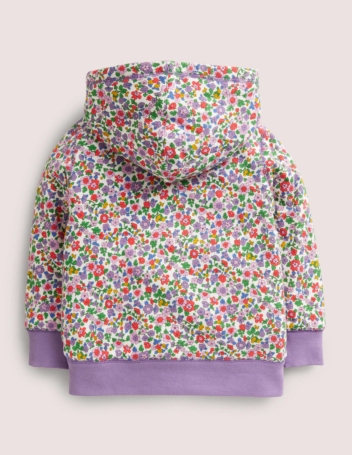 Purple Floral Borg Lined Hoodie-Asternviolett, Blumenmuster - Image 2