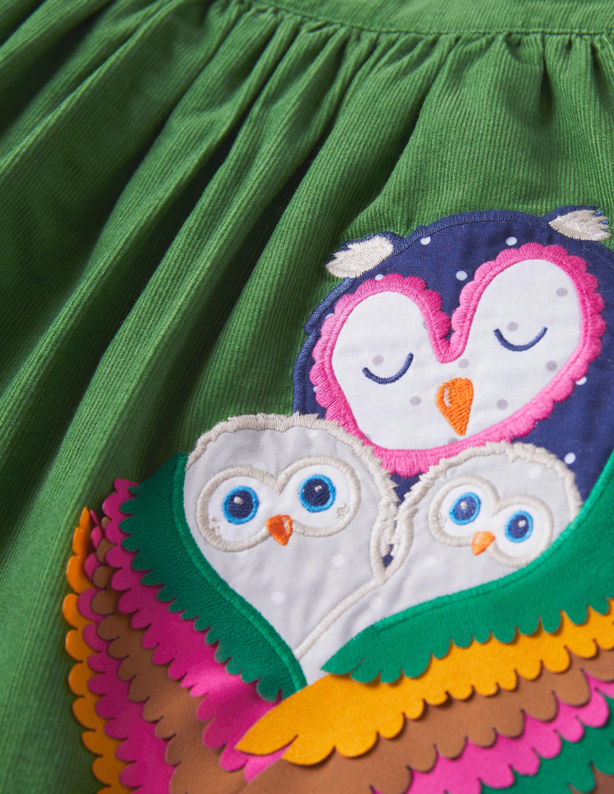 Robe chasuble à appliqué-Chouettes vert olive - Image 3