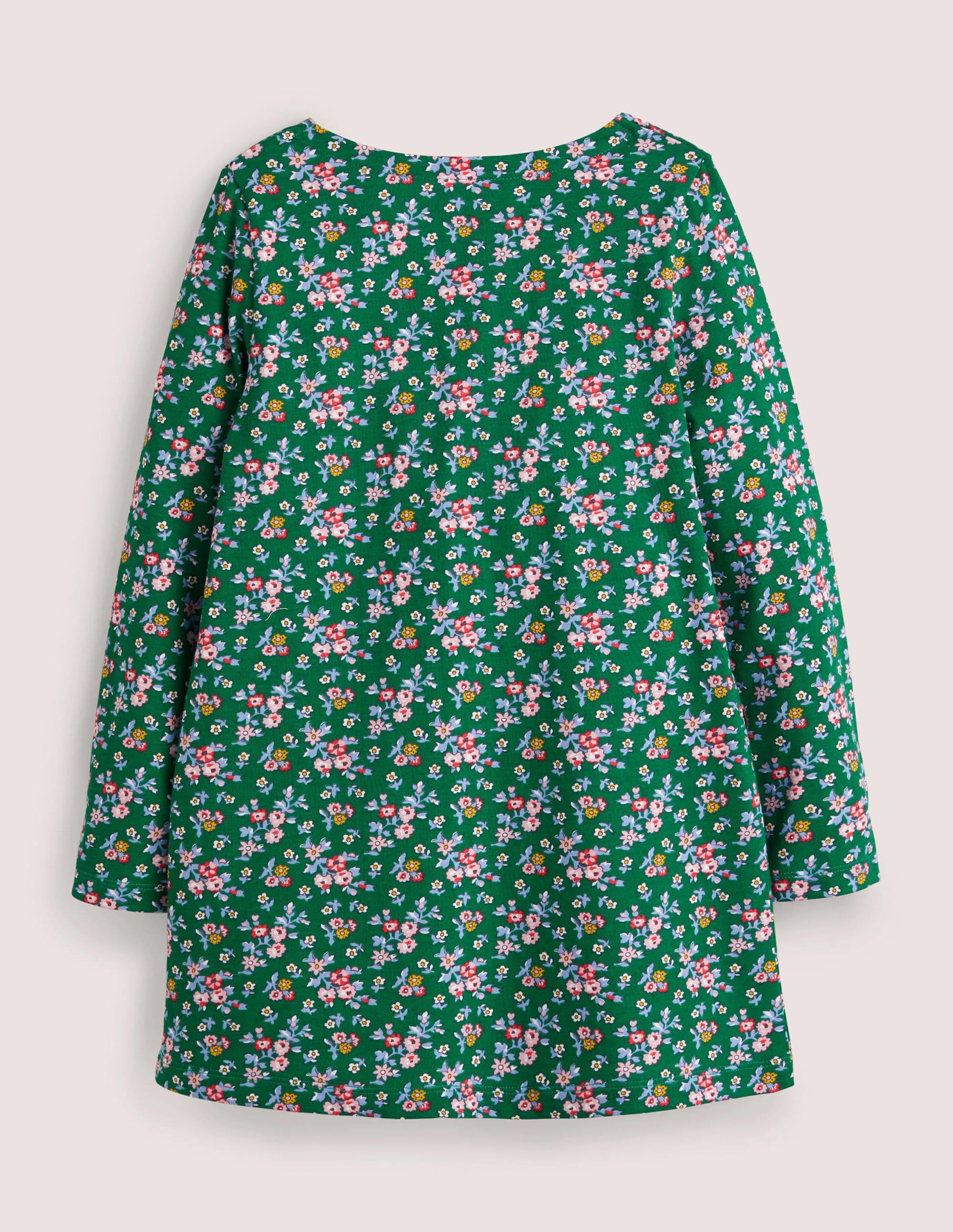 Jersey-Tunika mit Taschen-Waldgrün, Blumenmuster/Rotkehlchen - Image 2