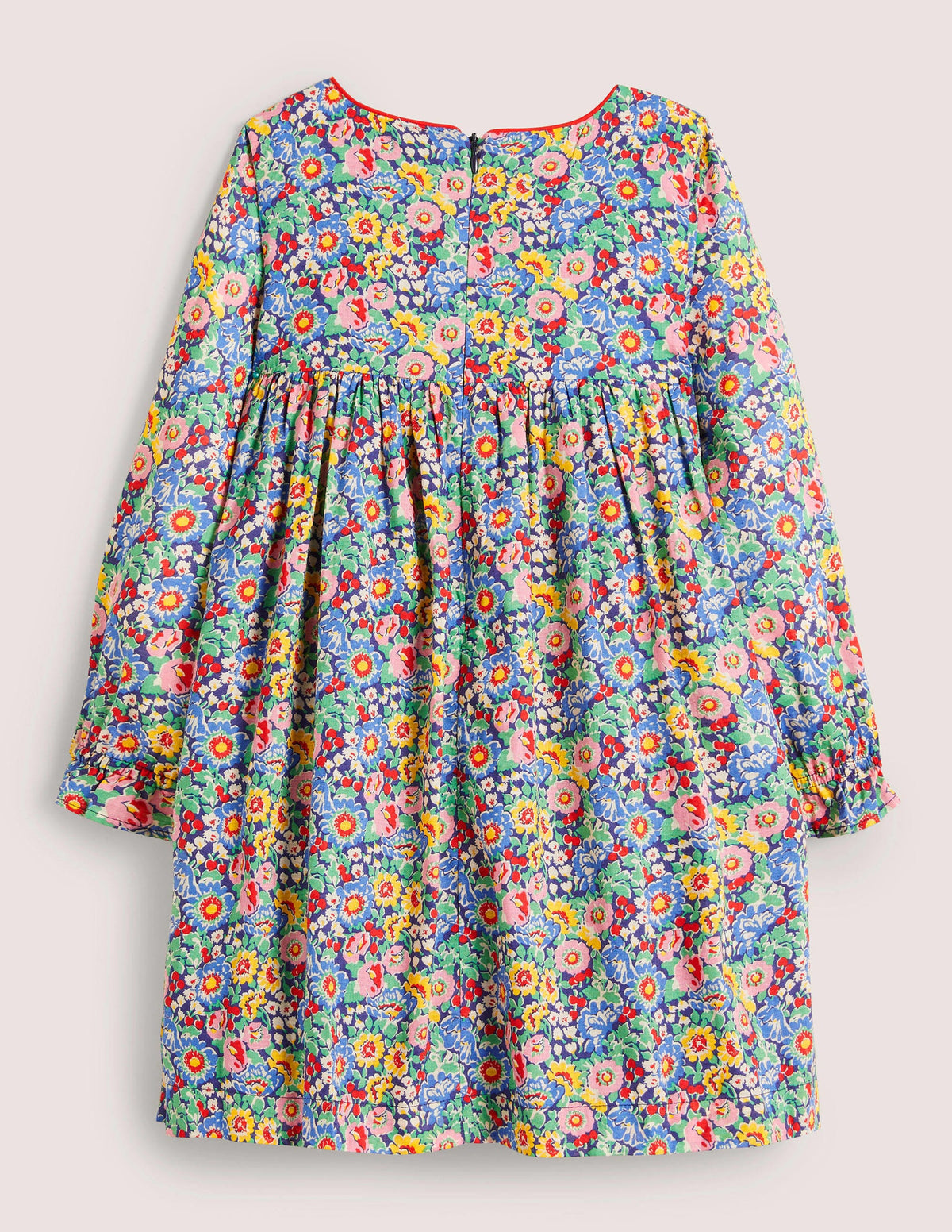 Gesmoktes Kleid mit langen Ärmeln-Bunt, Blumenmuster - Image 2