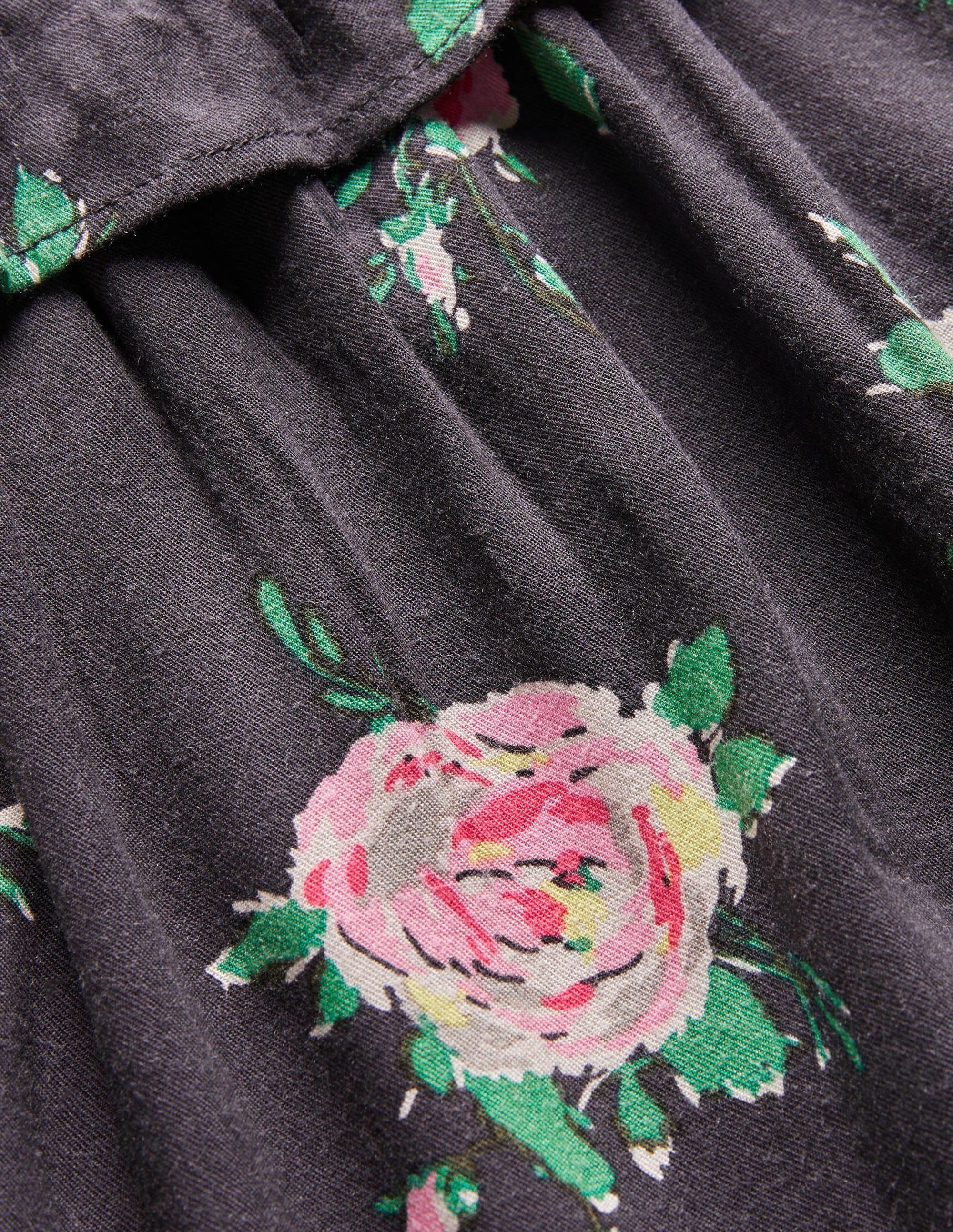 Webkleid mit Lochstickereikragen-Rußgrau, Rosen - Image 3