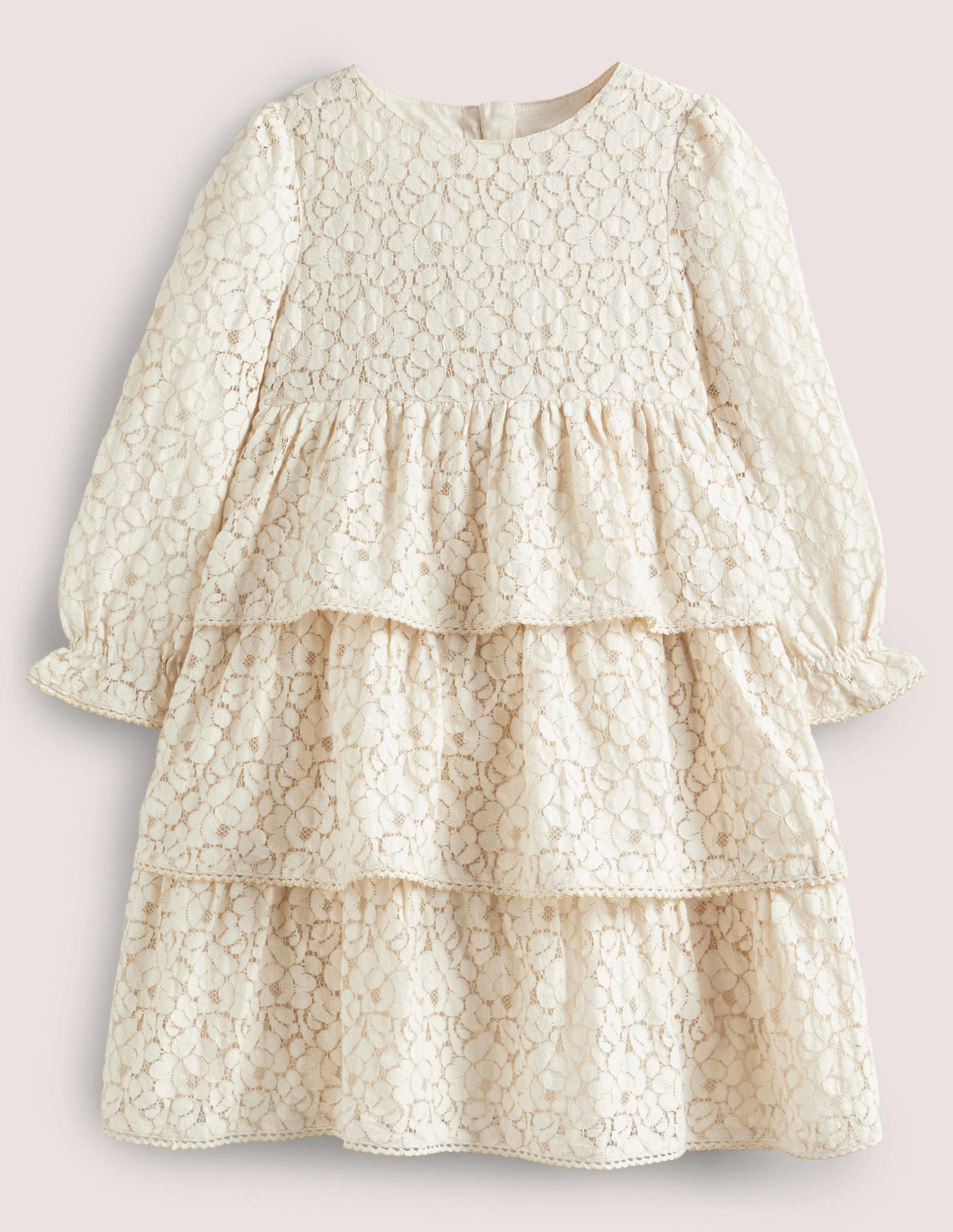 Gestuftes Spitzen-Partykleid-Vanille-1