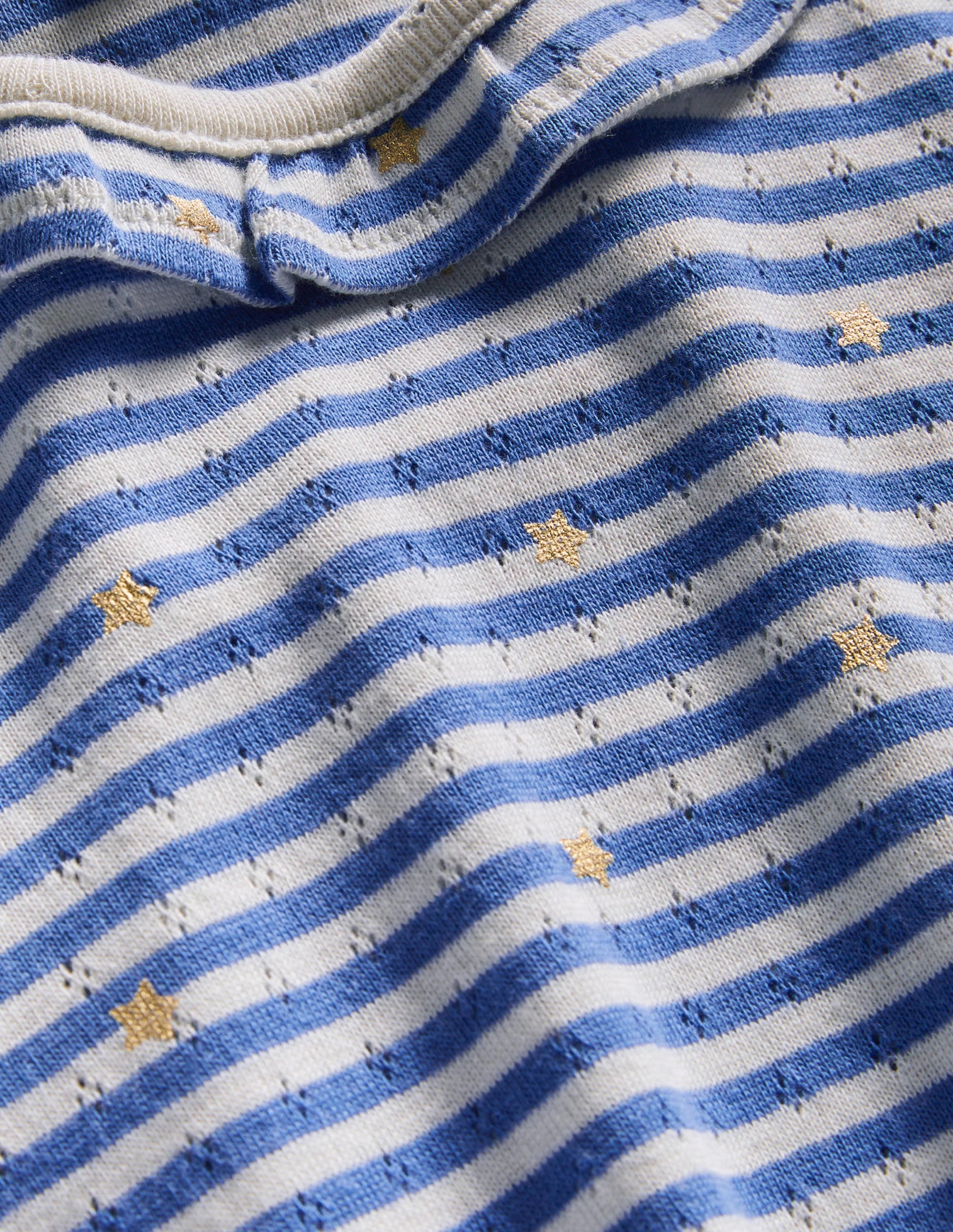 Sparkly Ruffle Pointelle Top-Elizabethan Blue/Ivory - Image 3