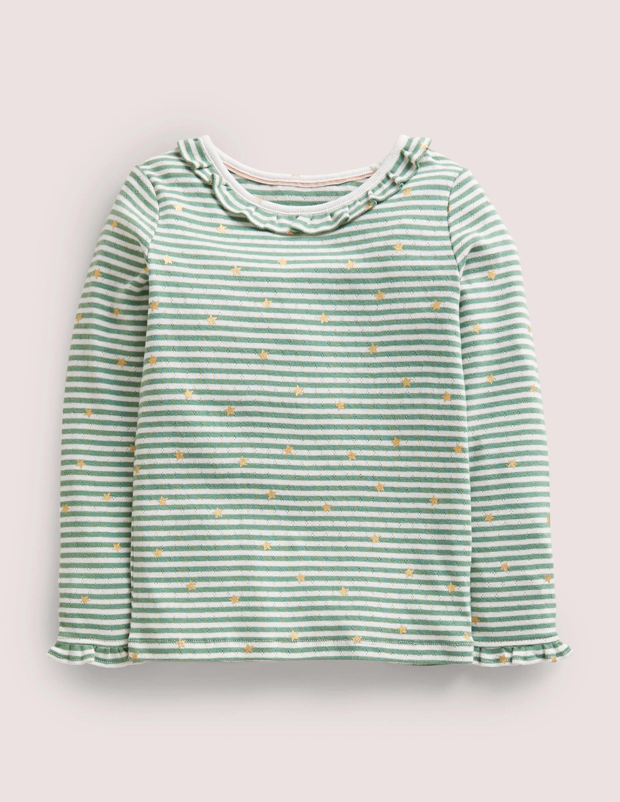 Sparkly Ruffle Pointelle Top-Ivory/Csarite Star - Image 1