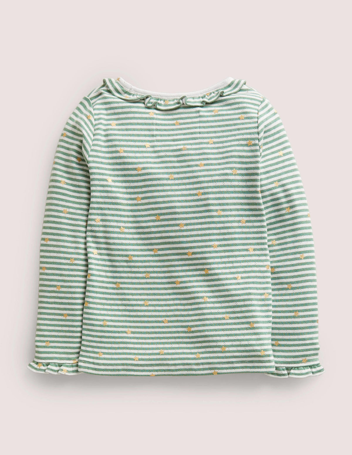 Sparkly Ruffle Pointelle Top-Ivory/Csarite Star-2
