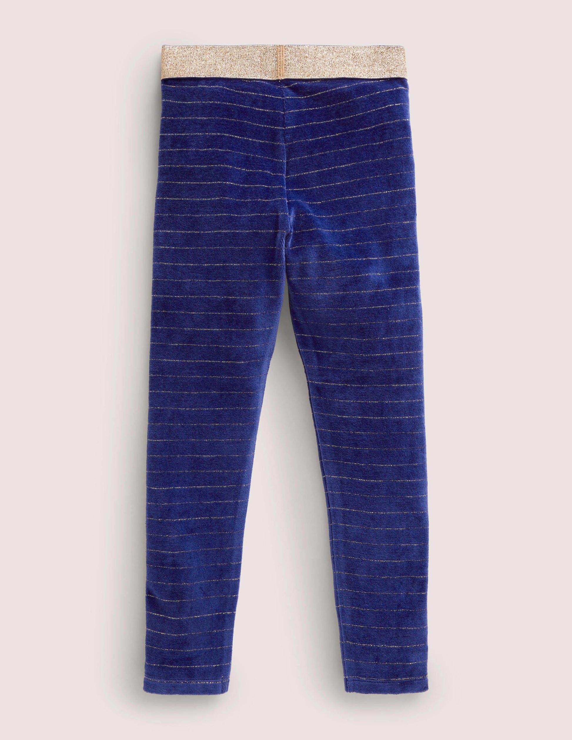 Samtleggings mit Glitzertaille-Segelblau/Gold-2