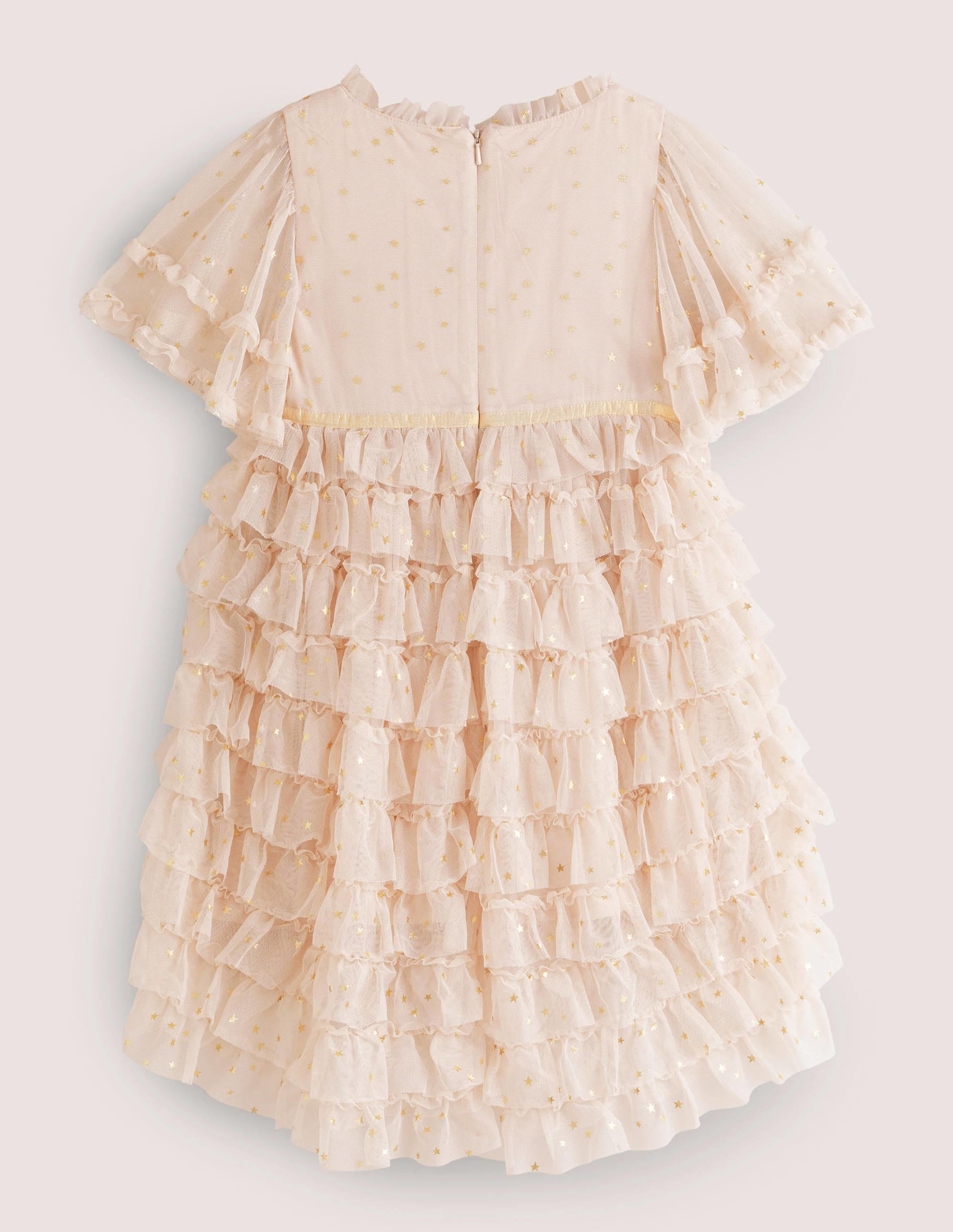 Ivory Gold Star Print Ruffle Tulle Party Dress-Braunrosa/Gold, Sterne - Image 2