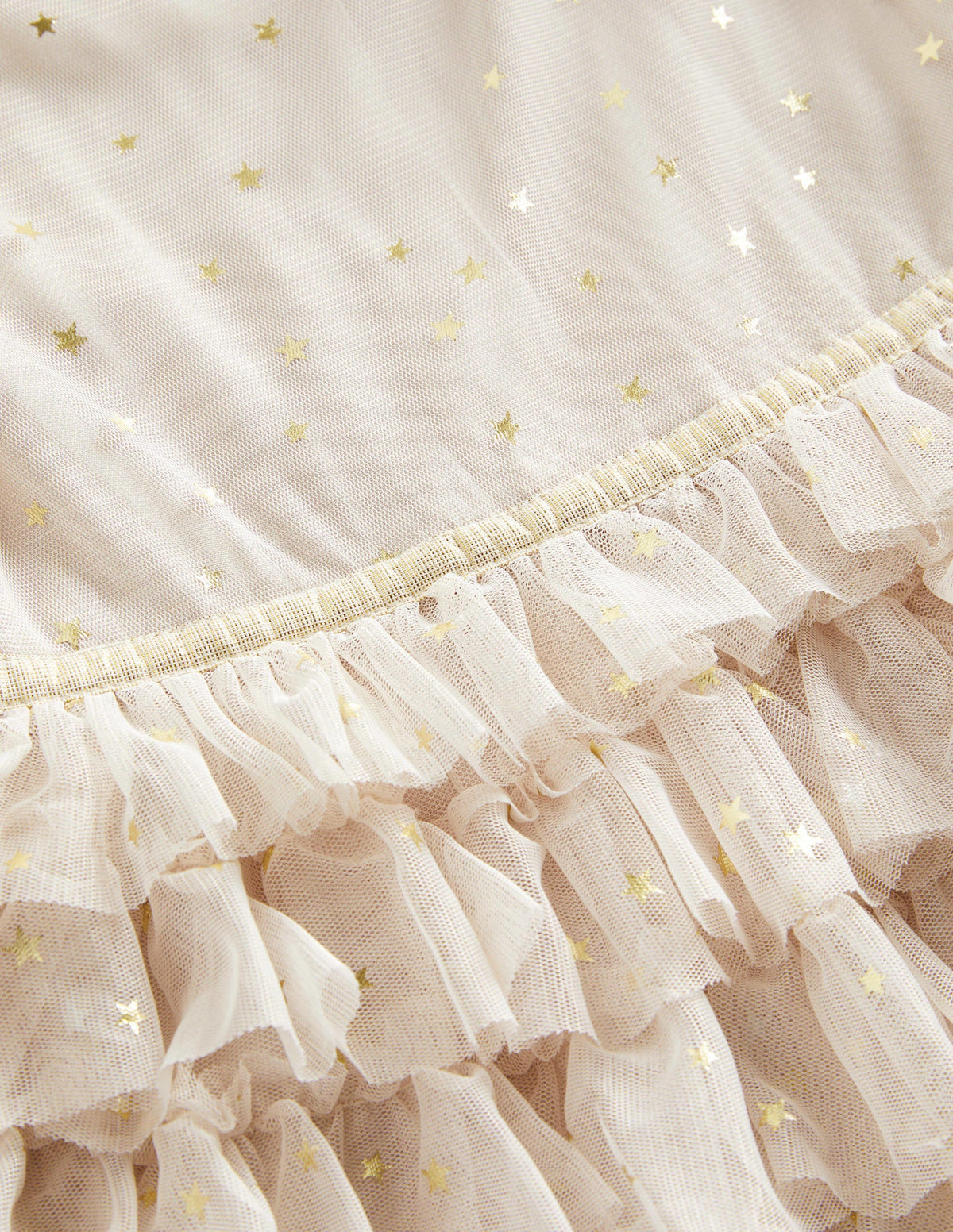 Ivory Gold Star Print Ruffle Tulle Party Dress-Braunrosa/Gold, Sterne - Image 3