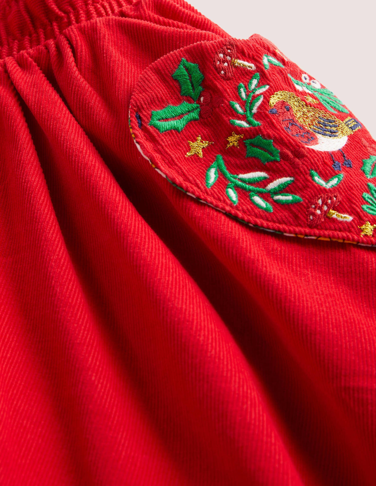 Embroidered Woven Twirly Skirt-Rockabilly Red Embroidery-3
