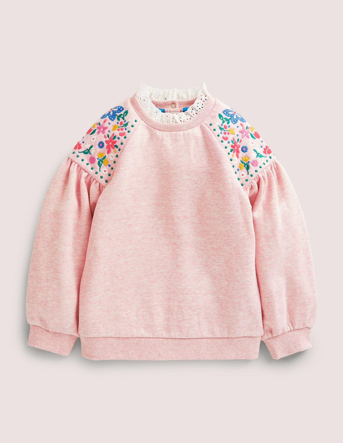Besticktes Sweatshirt-Rosa Meliert - Image 1