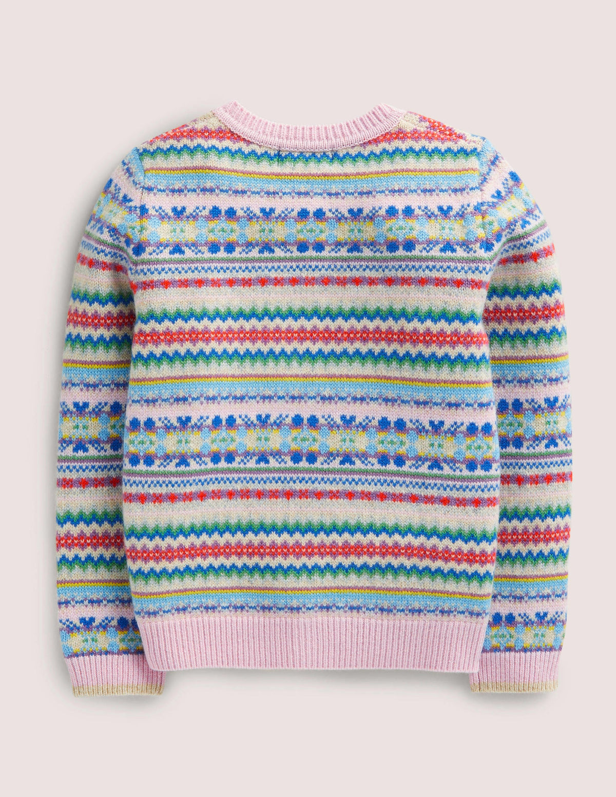 Pink Fair Isle Cashmere Cardigan-Rose boto, motif jacquard multi - Image 2
