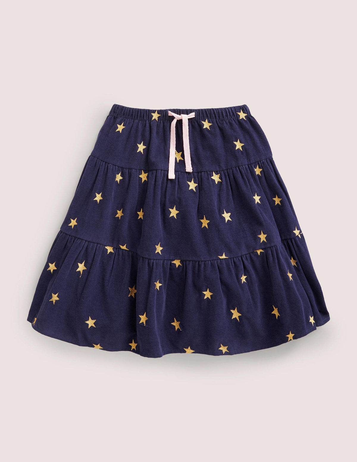 Bestickter Midi-Tellerrock-Schuluniform-Navy, Sterne - Image 1