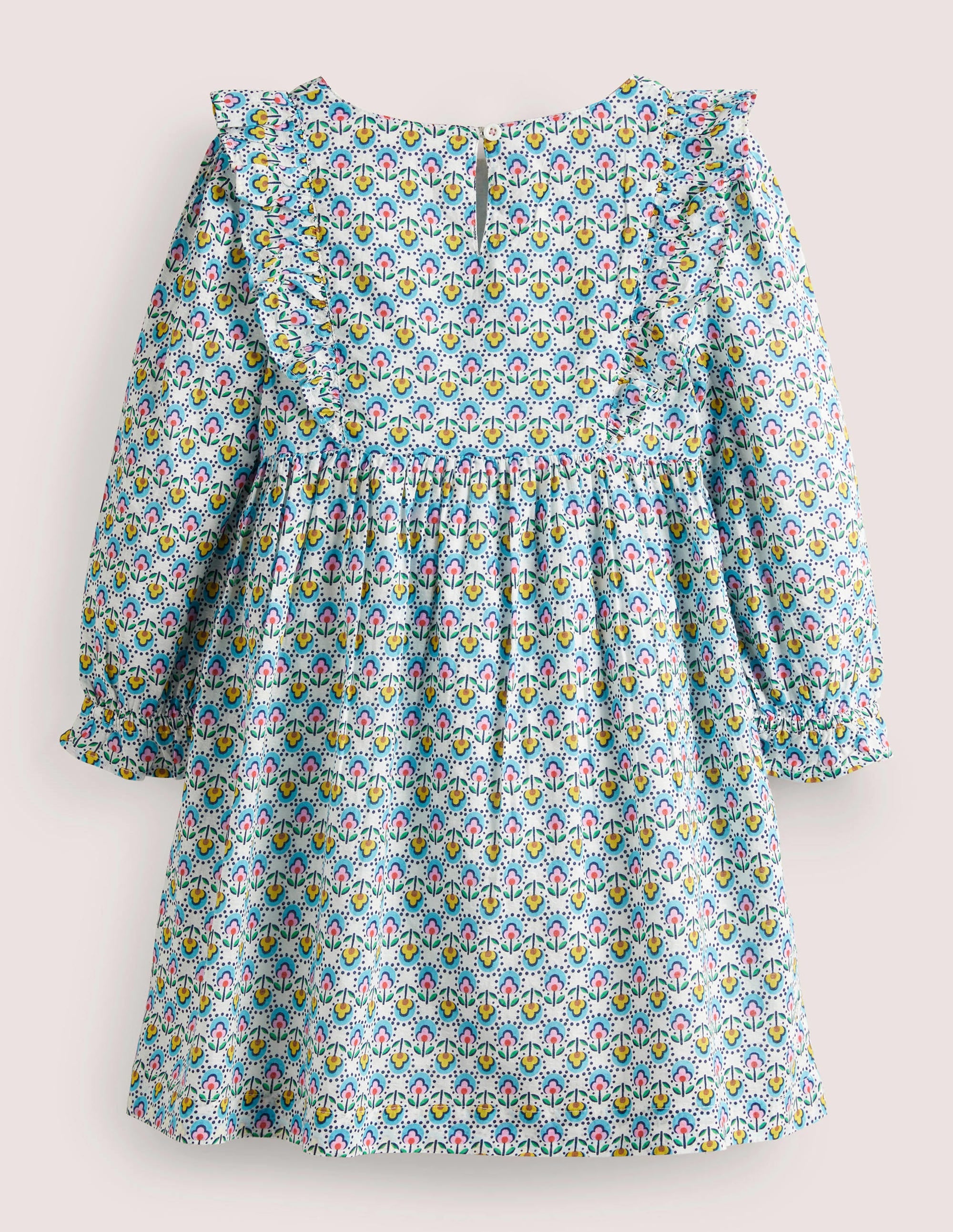 Gestuftes Webkleid mit Rüschen-Naturweiß, Hübsche Knospen - Image 2