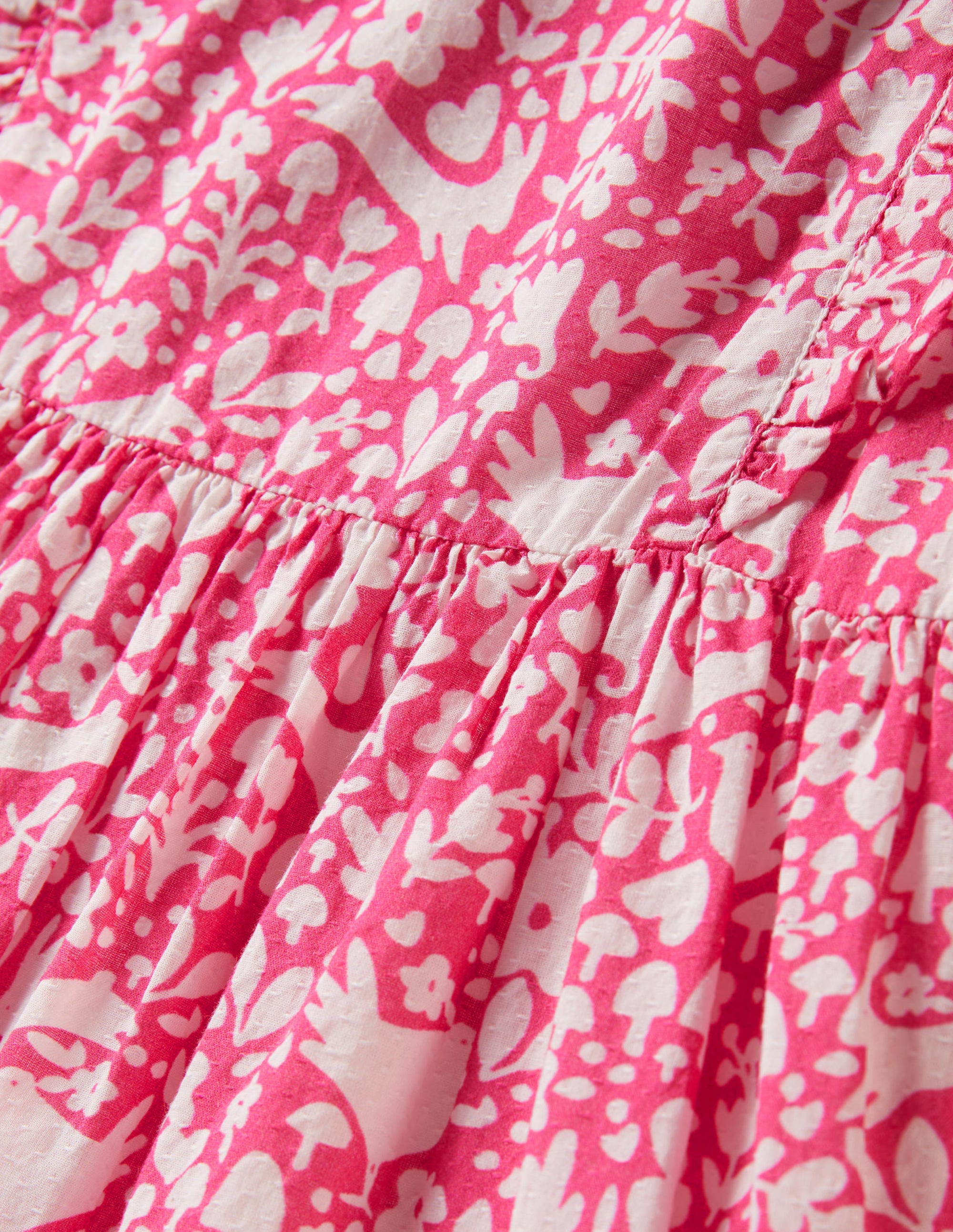 Gestuftes Webkleid mit Rüschen-Rosa, Waldmotiv, Toile - Image 3