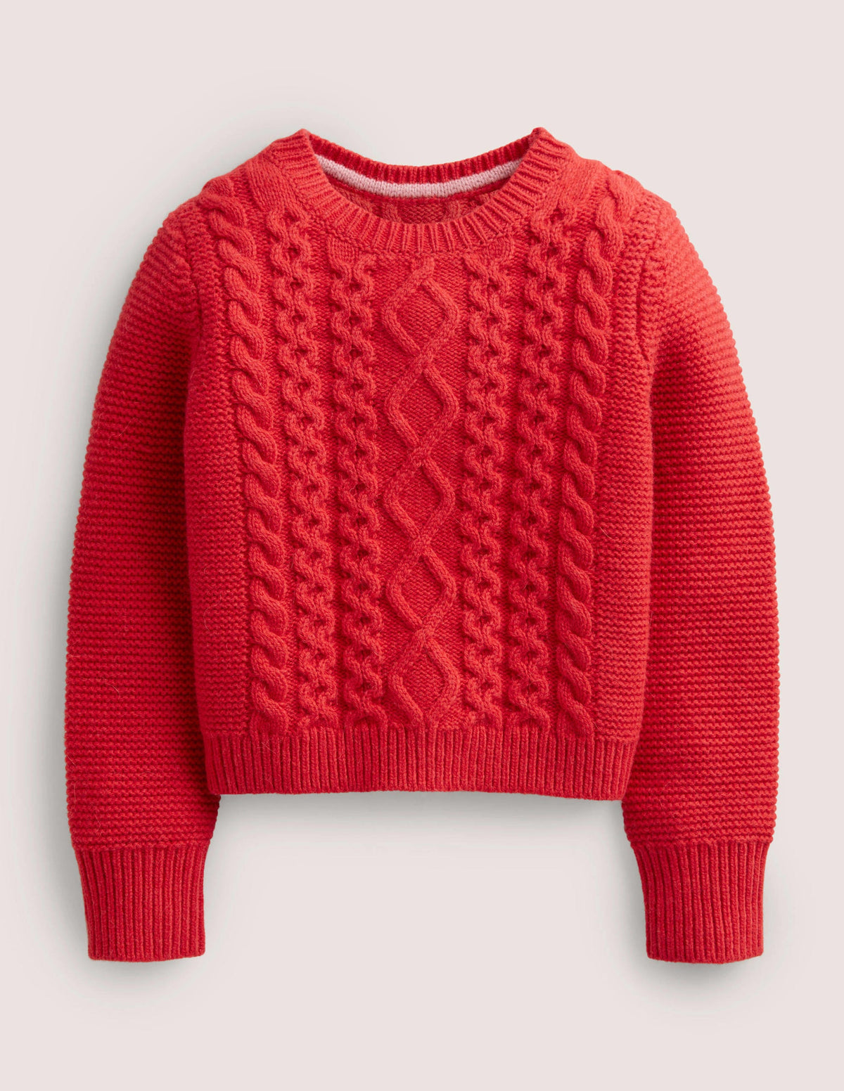 Kurz geschnittener Pullover mit Zopfmuster-Rockabilly-Rot - Image 1