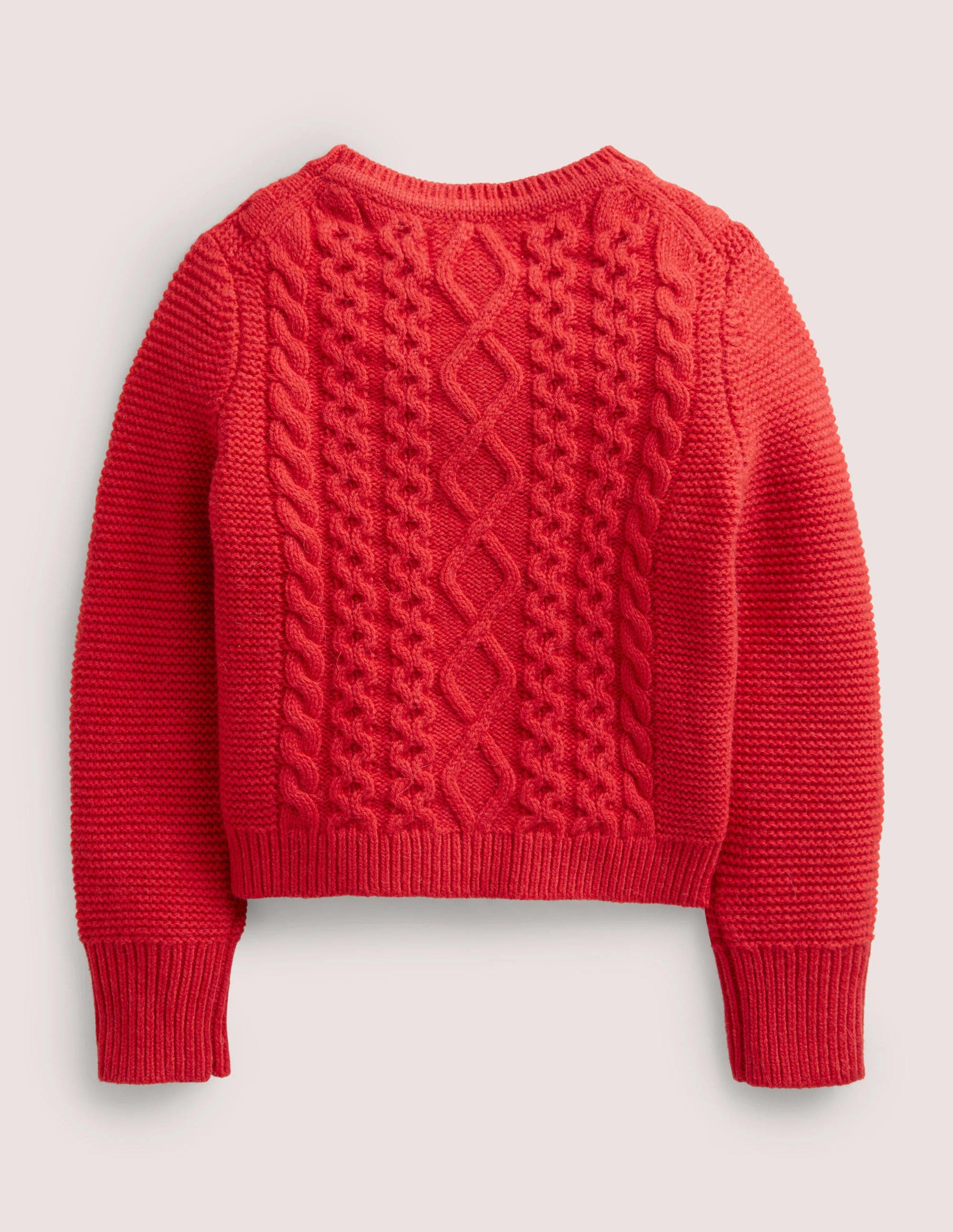 Kurz geschnittener Pullover mit Zopfmuster-Rockabilly-Rot-2
