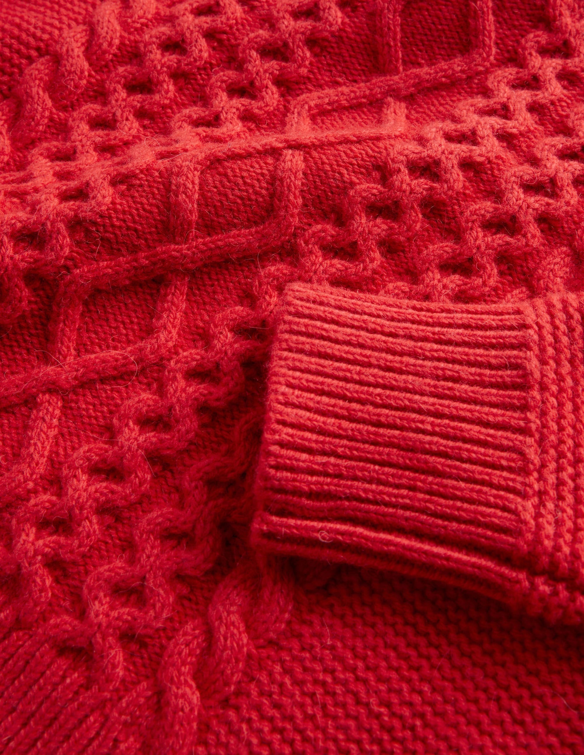 Kurz geschnittener Pullover mit Zopfmuster-Rockabilly-Rot - Image 3