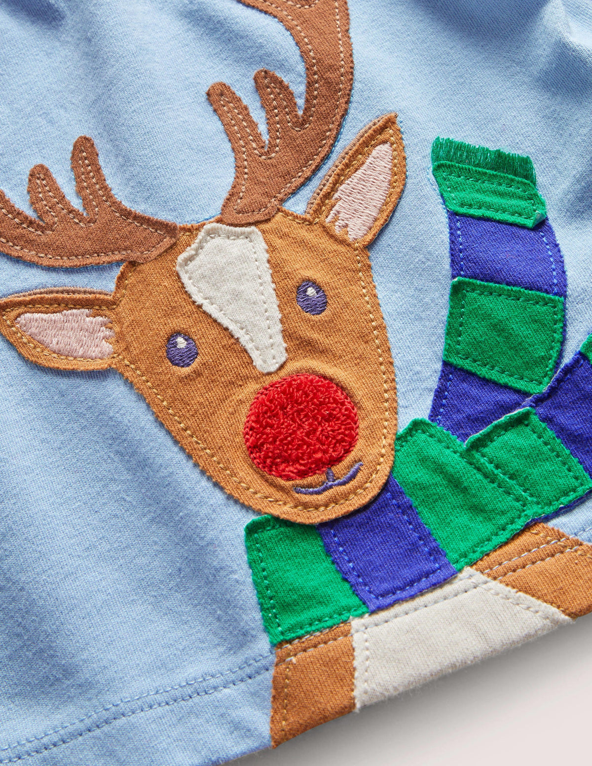T-shirt à appliqué recto verso-Renne bleu ancien - Image 3