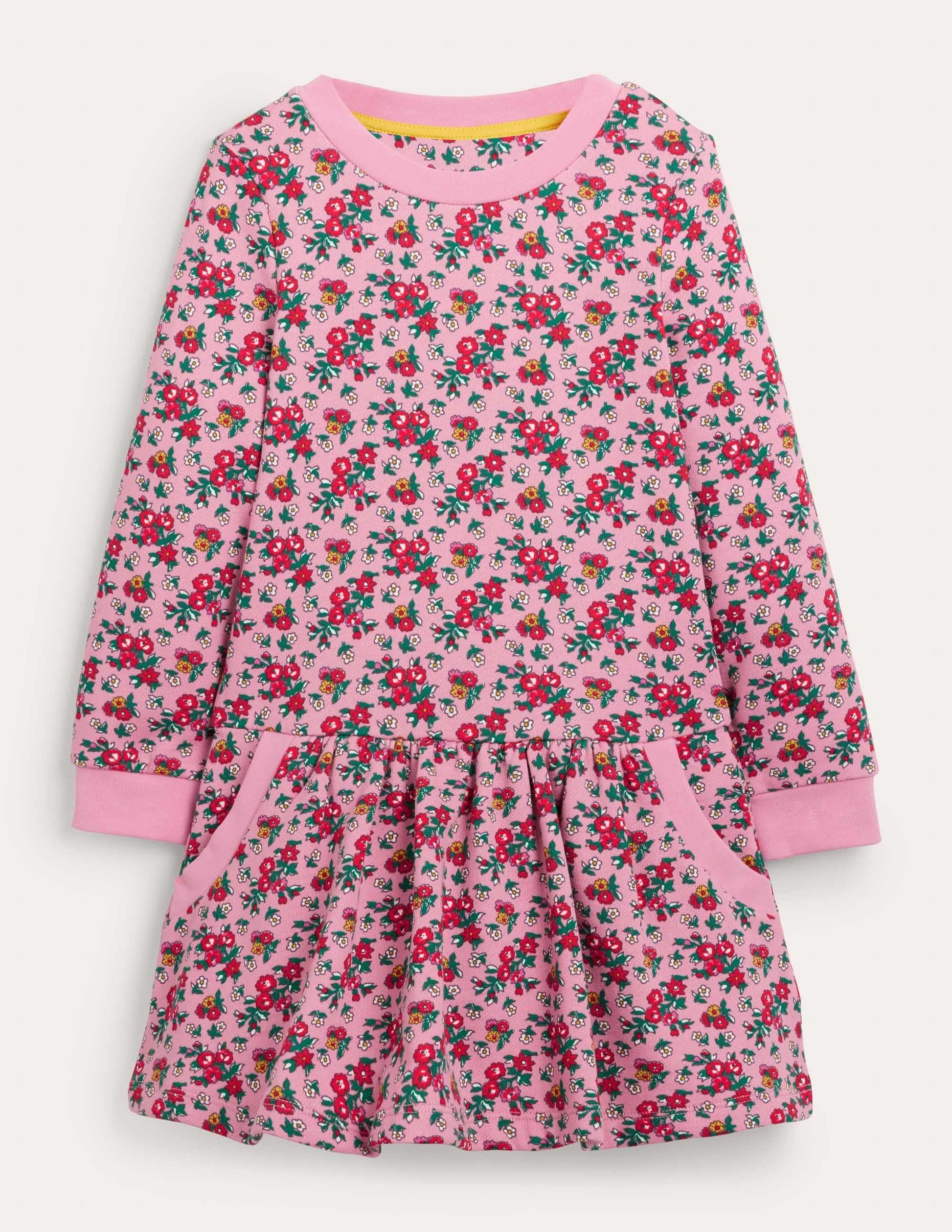 Gemütliches Sweatshirt-Kleid mit Muster-Kirschblütenrosa, Blumen-1