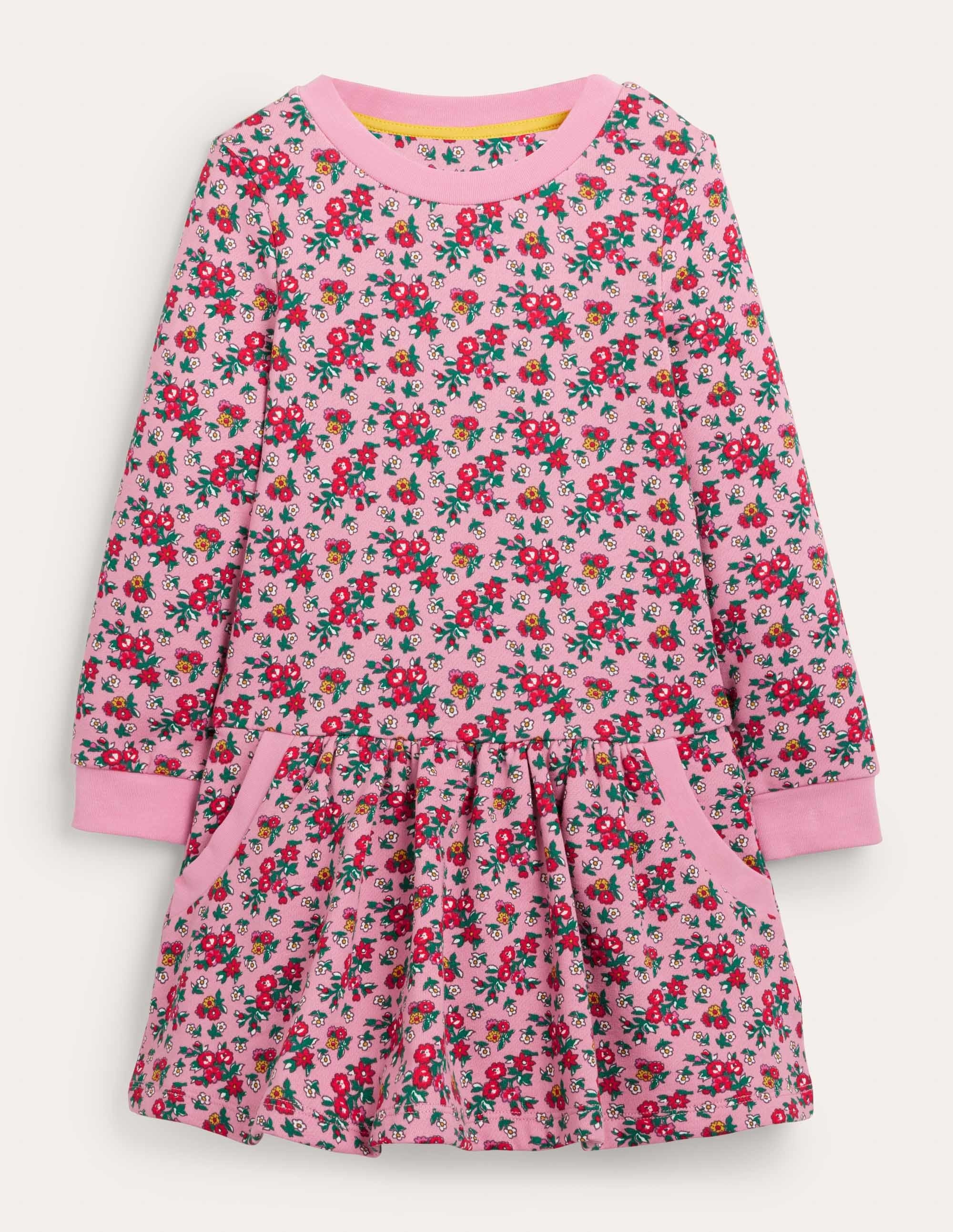 Gemütliches Sweatshirt-Kleid mit Muster-Kirschblütenrosa, Blumen - Image 1