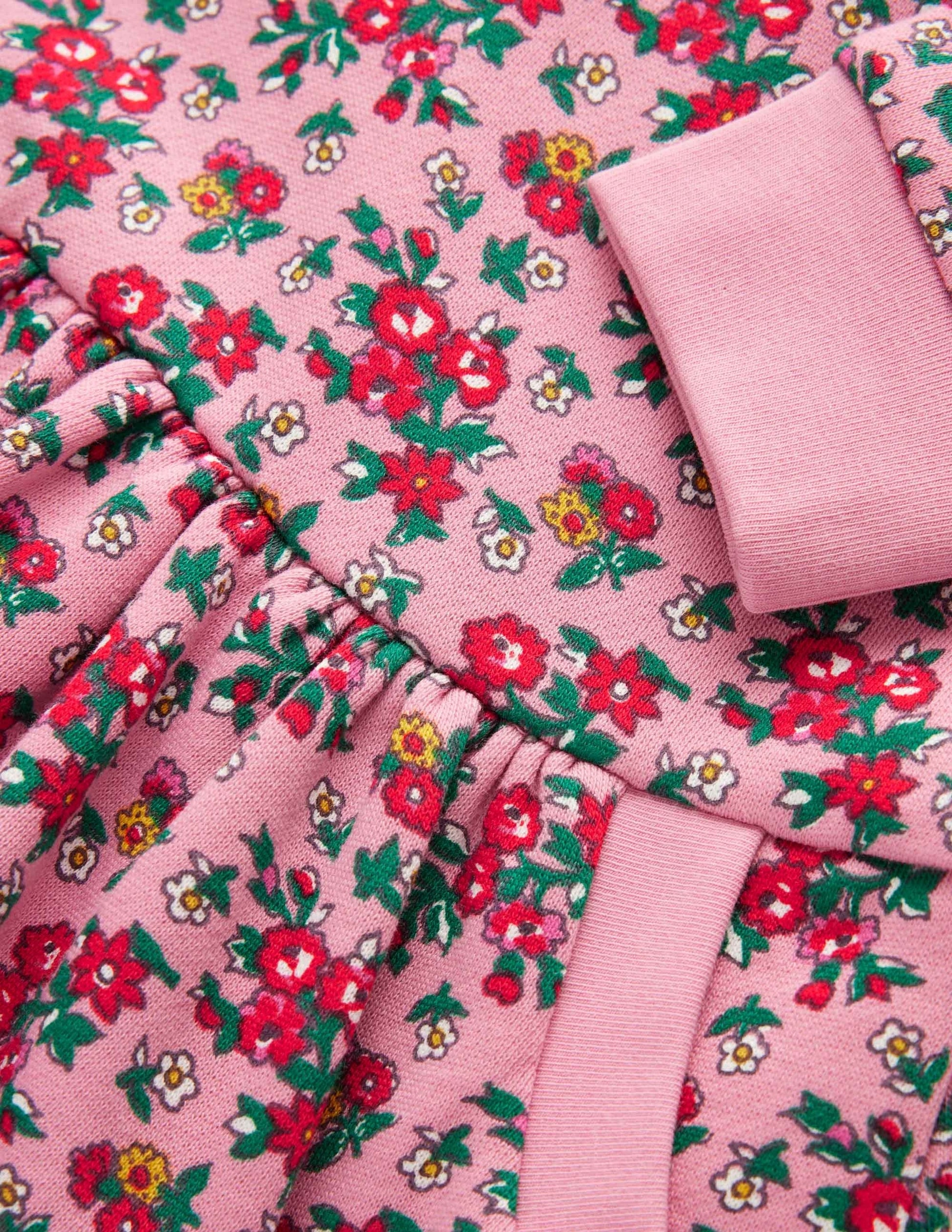 Gemütliches Sweatshirt-Kleid mit Muster-Kirschblütenrosa, Blumen-3