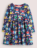 Fröhliches Jerseykleid mit langen Ärmeln-Schuluniform-Navy, Folkloristische Feen
