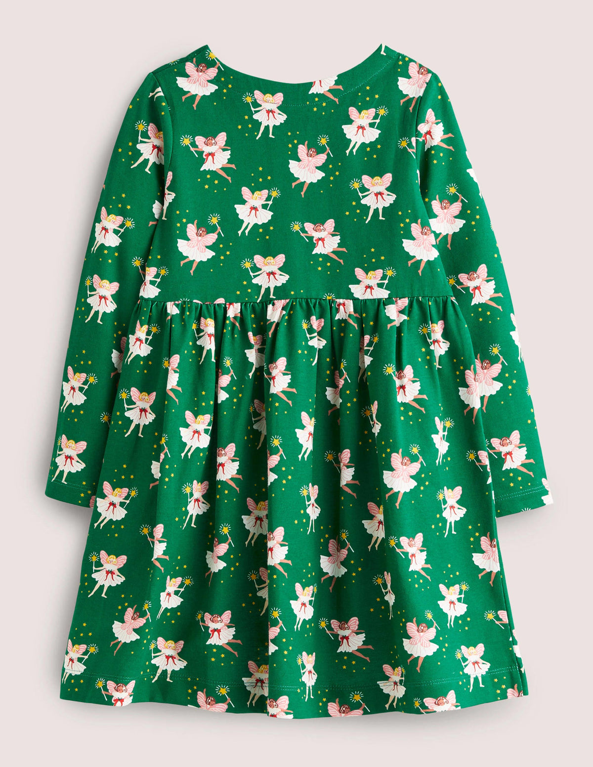 Fröhliches Jerseykleid mit langen Ärmeln-Waldgrün, Feen-2