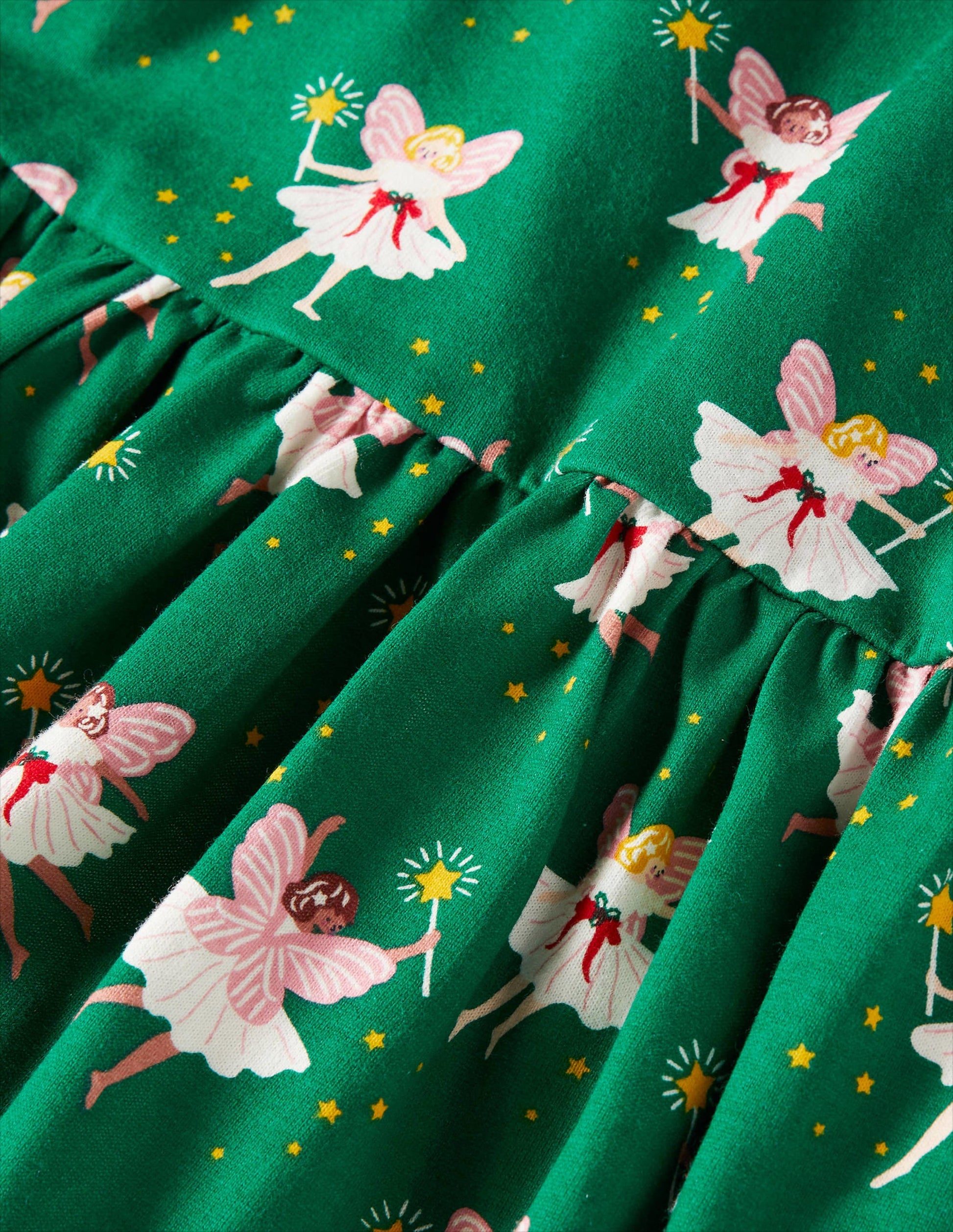 Fröhliches Jerseykleid mit langen Ärmeln-Waldgrün, Feen-3