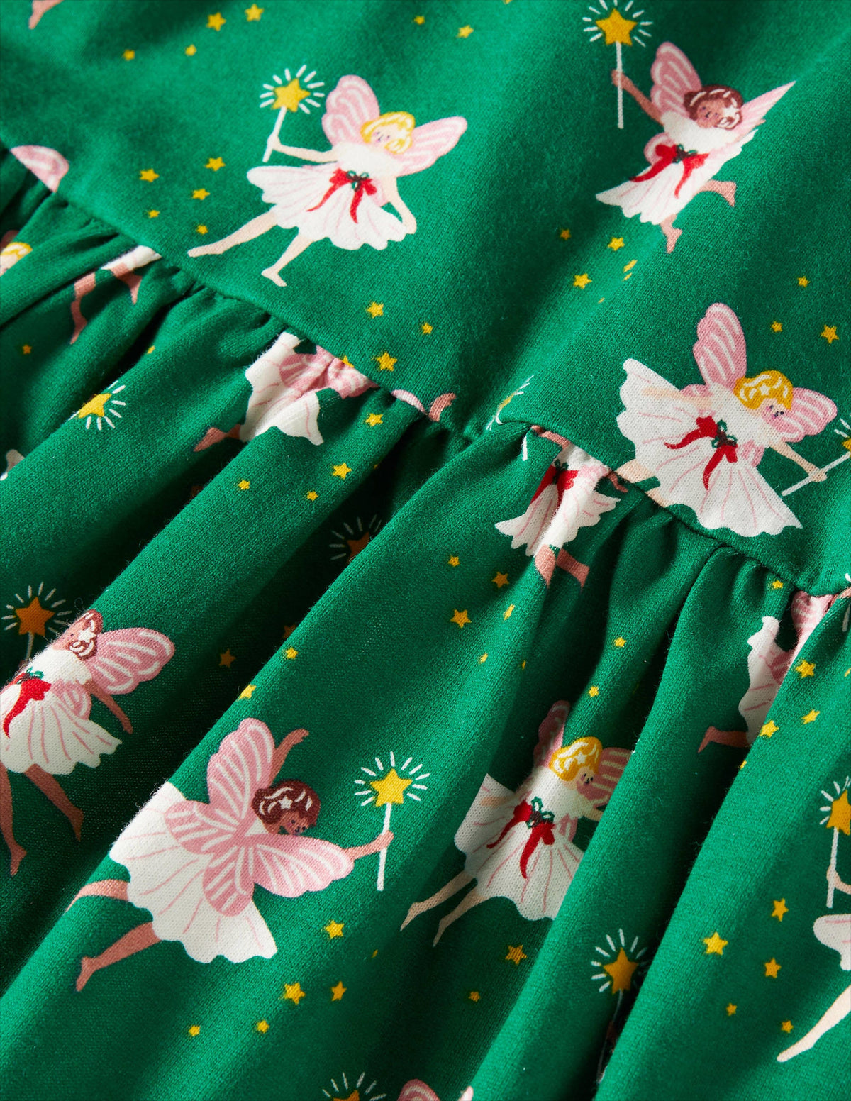 Fröhliches Jerseykleid mit langen Ärmeln-Waldgrün, Feen - Image 3