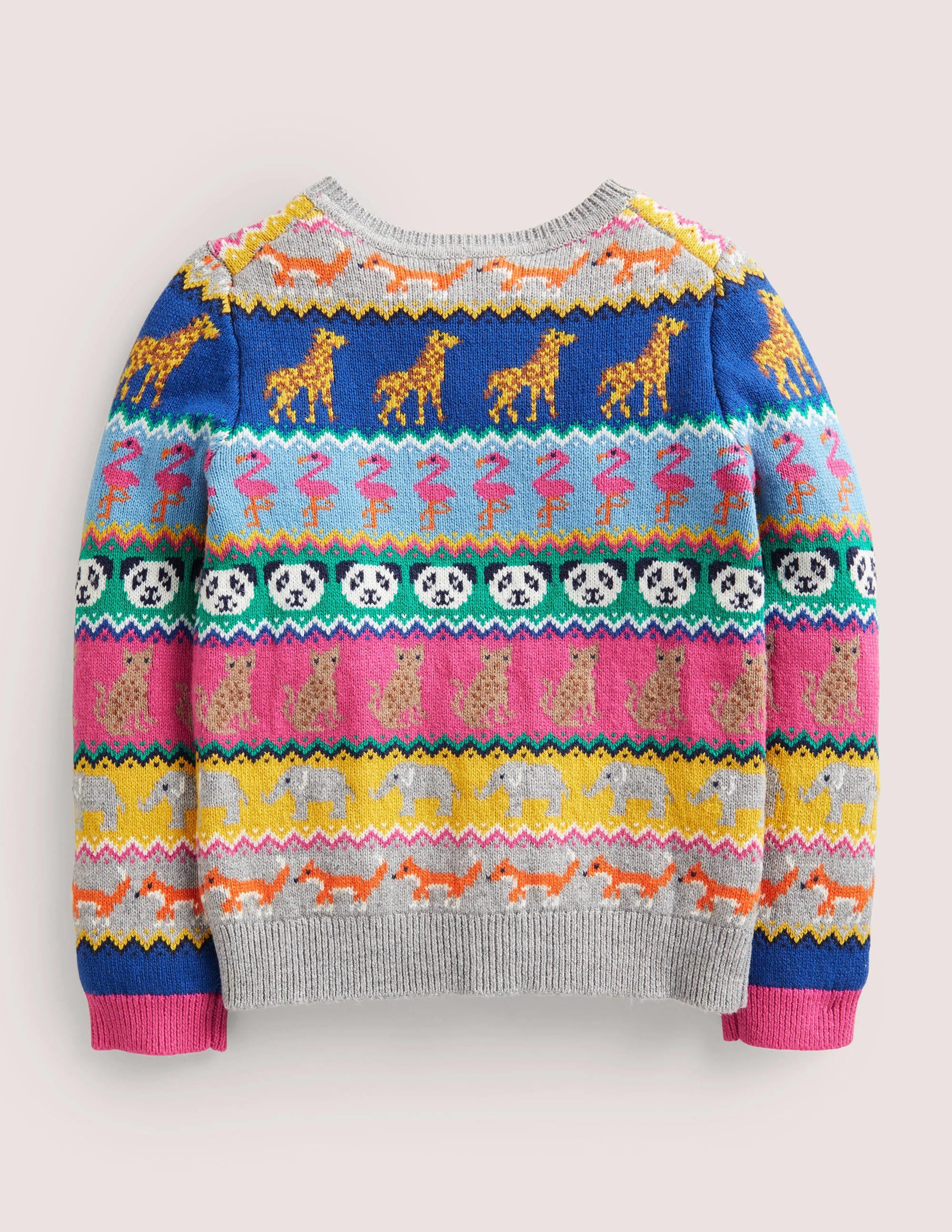 Rainbow Animal Stripe Fair Isle Cardigan-Bunt, Tier-Fair-Isle-Muster - Image 2