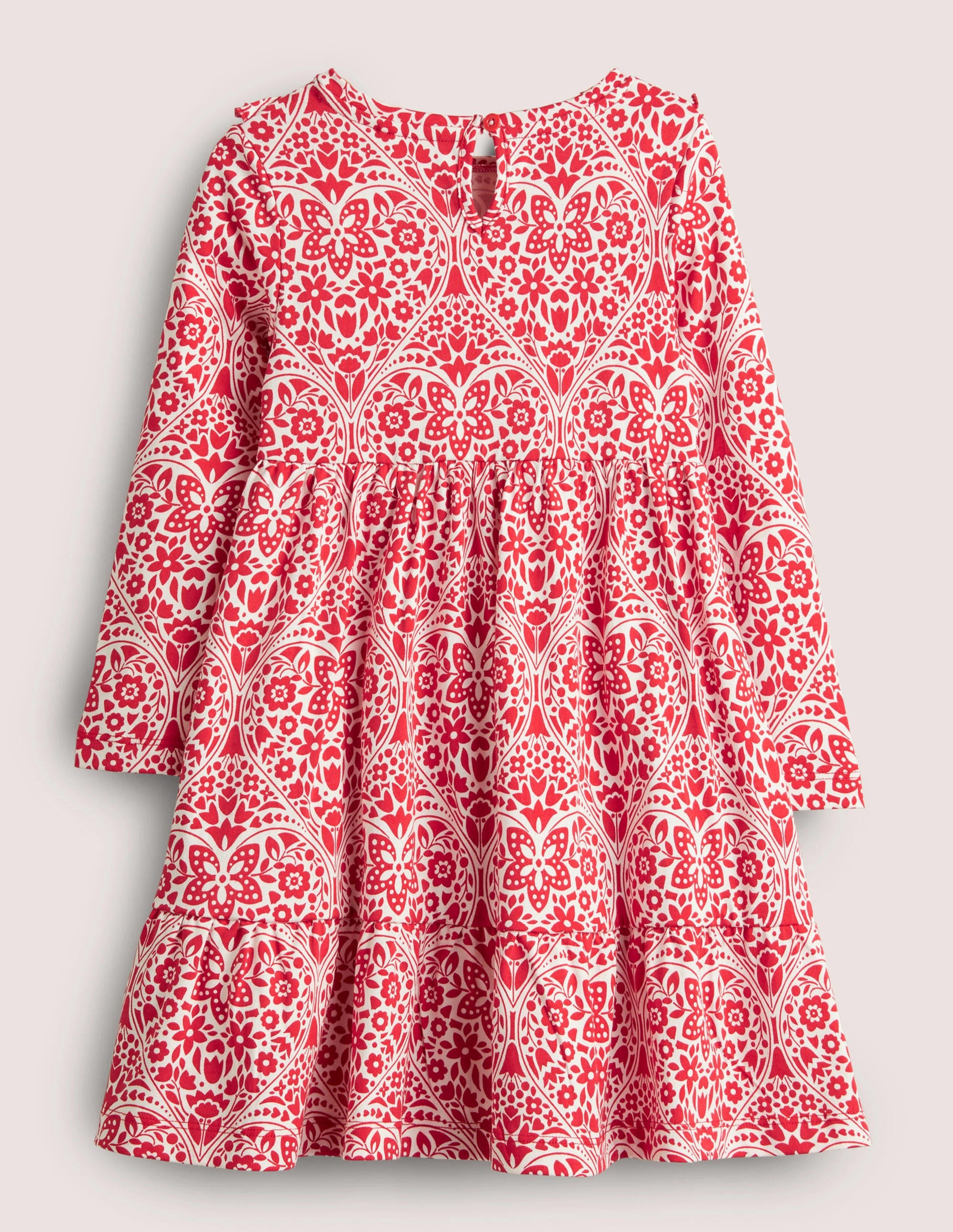 Gestuftes Jerseykleid mit Rüschen-Rockabilly-Rot, Folkloristische Herzen - Image 2
