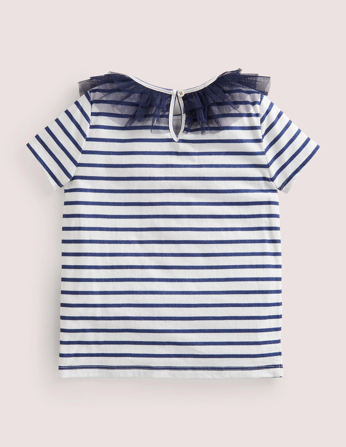 Jerseyoberteil mit Tüll-Schuluniform-Navy/Naturweiß - Image 2