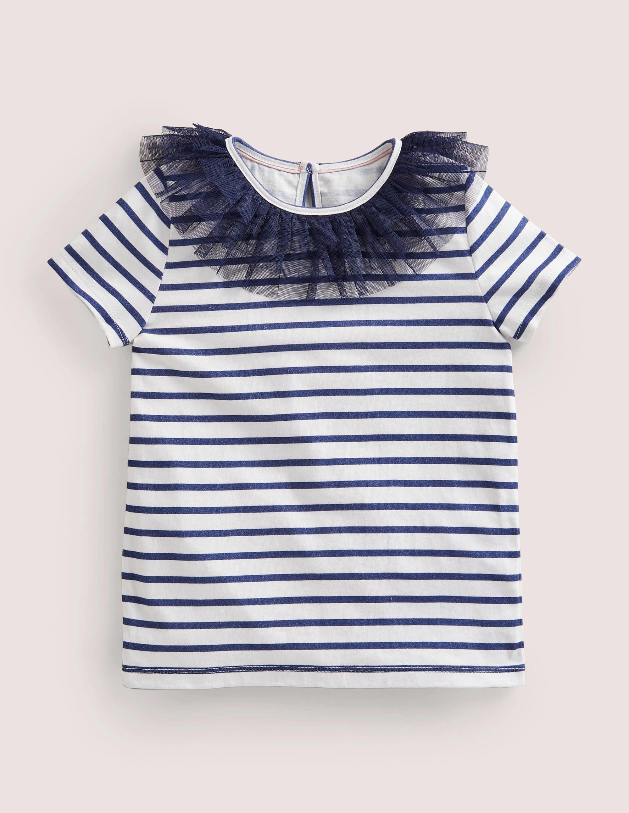 Jerseyoberteil mit Tüll-Schuluniform-Navy/Naturweiß - Image 1