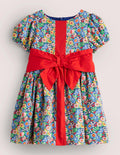 Blumen-Partykleid mit Schleife-Bunt, Blumenmuster/Schleife