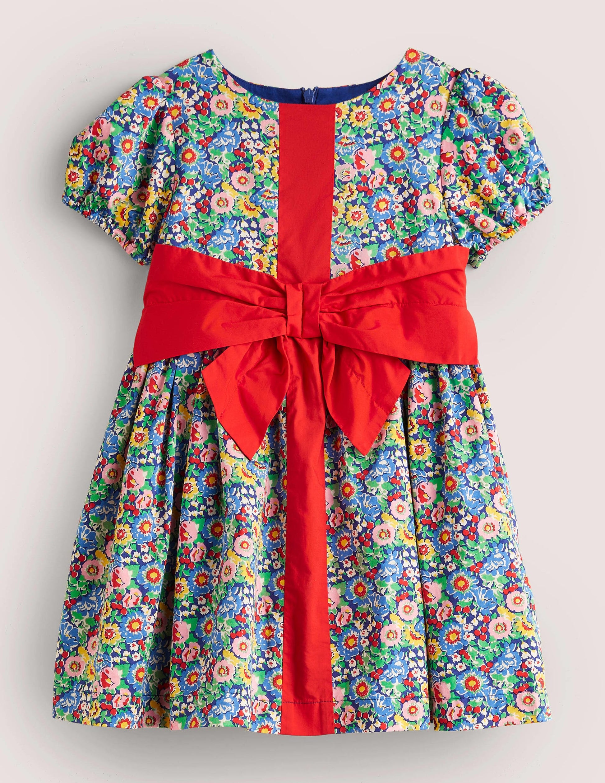 Blumen-Partykleid mit Schleife-Bunt, Blumenmuster/Schleife-1