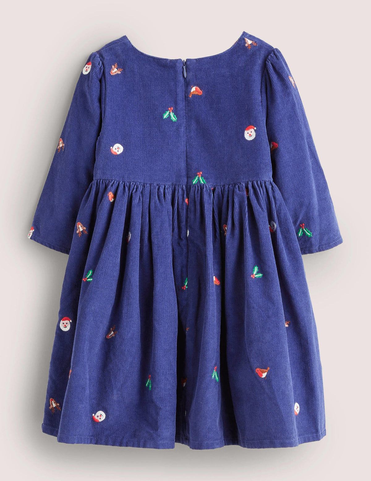 Navy Cord Christmas Party Dress-Segelblau, Weihnachtsmotiv-2