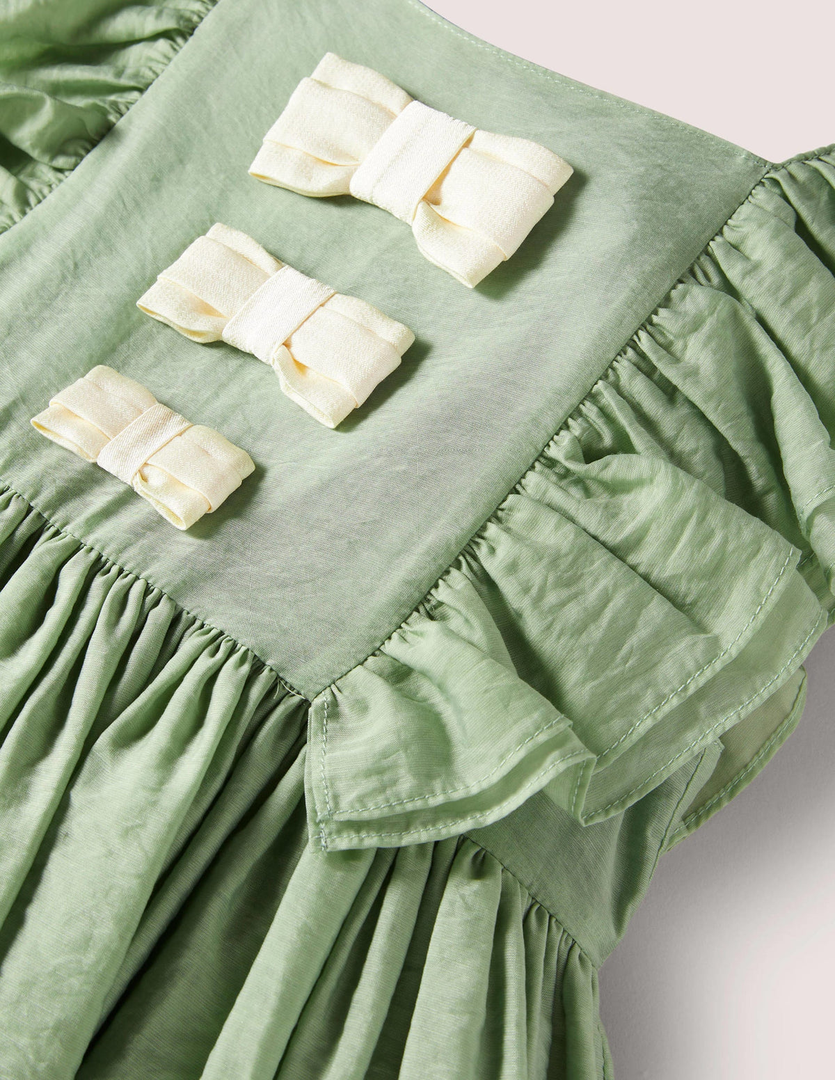 Green Organza Bow Party Dress-Nœuds dorés vert csarite - Image 3