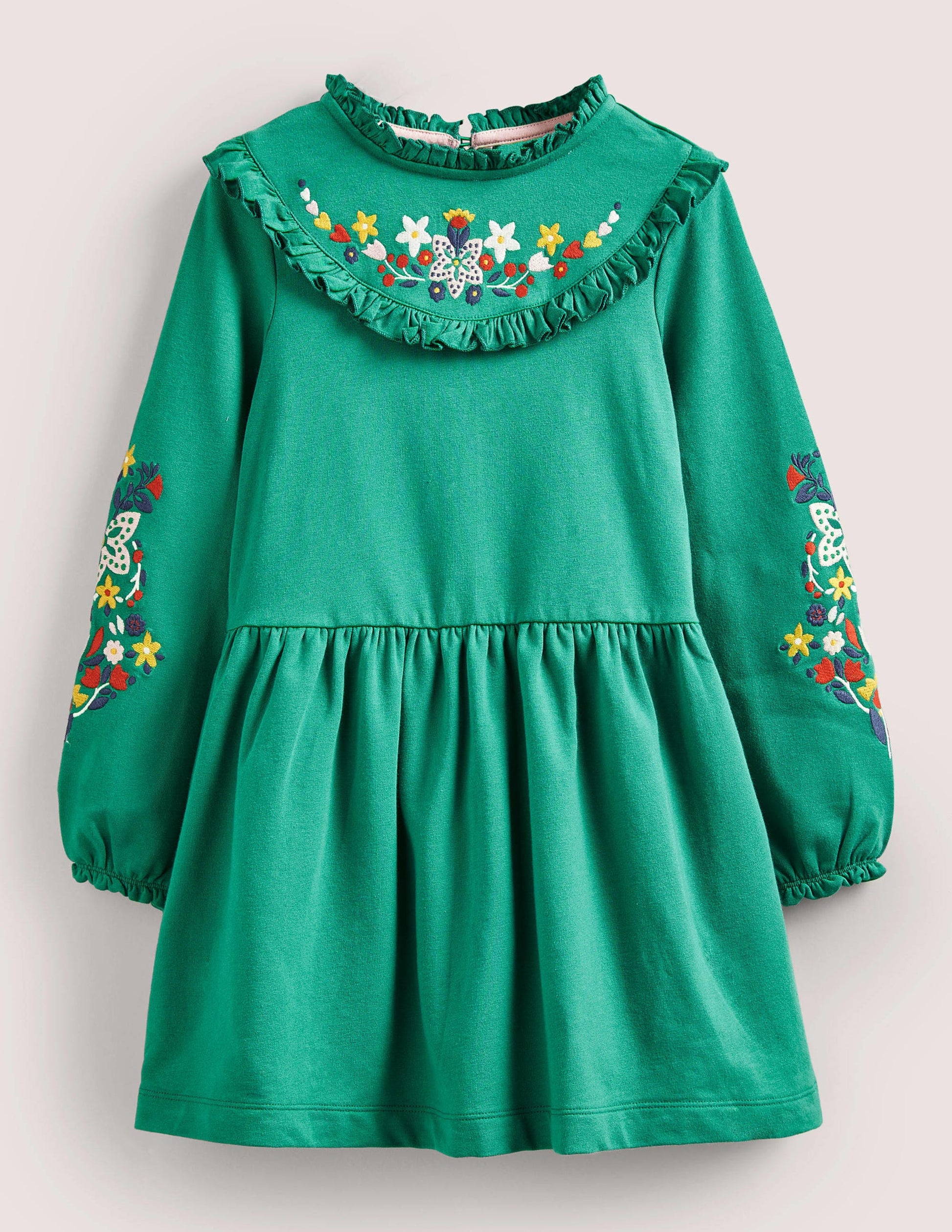 Sweatshirt-Kleid mit Stickerei-Waldgrün-1