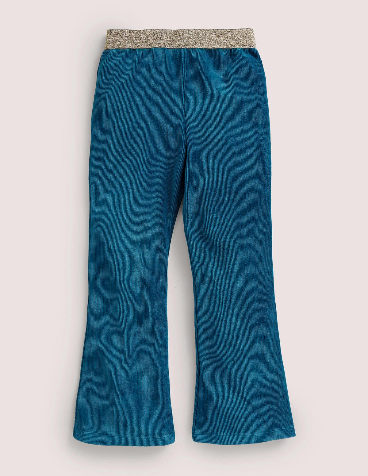 Weit ausgestellte Hose mit Glitzertaille-Dunkles Petrol - Image 1
