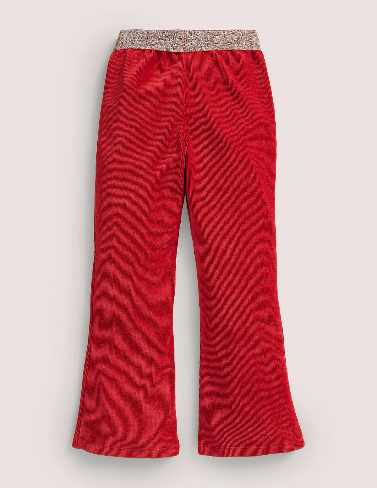 Weit ausgestellte Hose mit Glitzertaille-Rotbraun-2