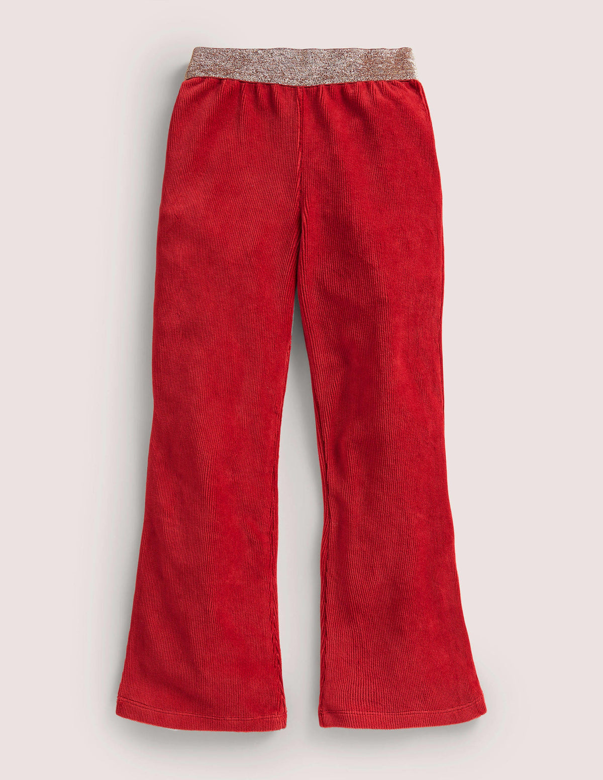Weit ausgestellte Hose mit Glitzertaille-Rotbraun-1