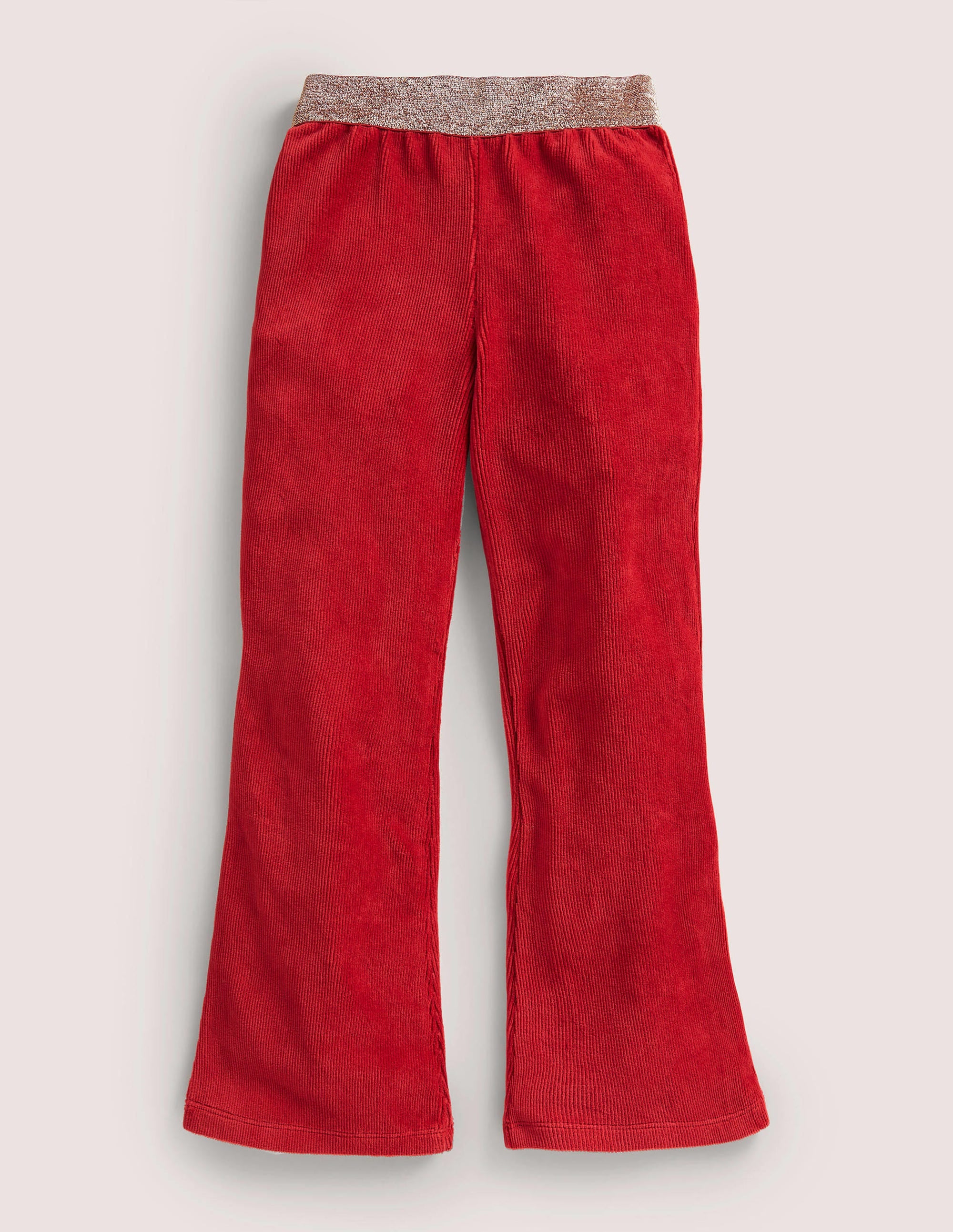 Weit ausgestellte Hose mit Glitzertaille-Rotbraun - Image 1