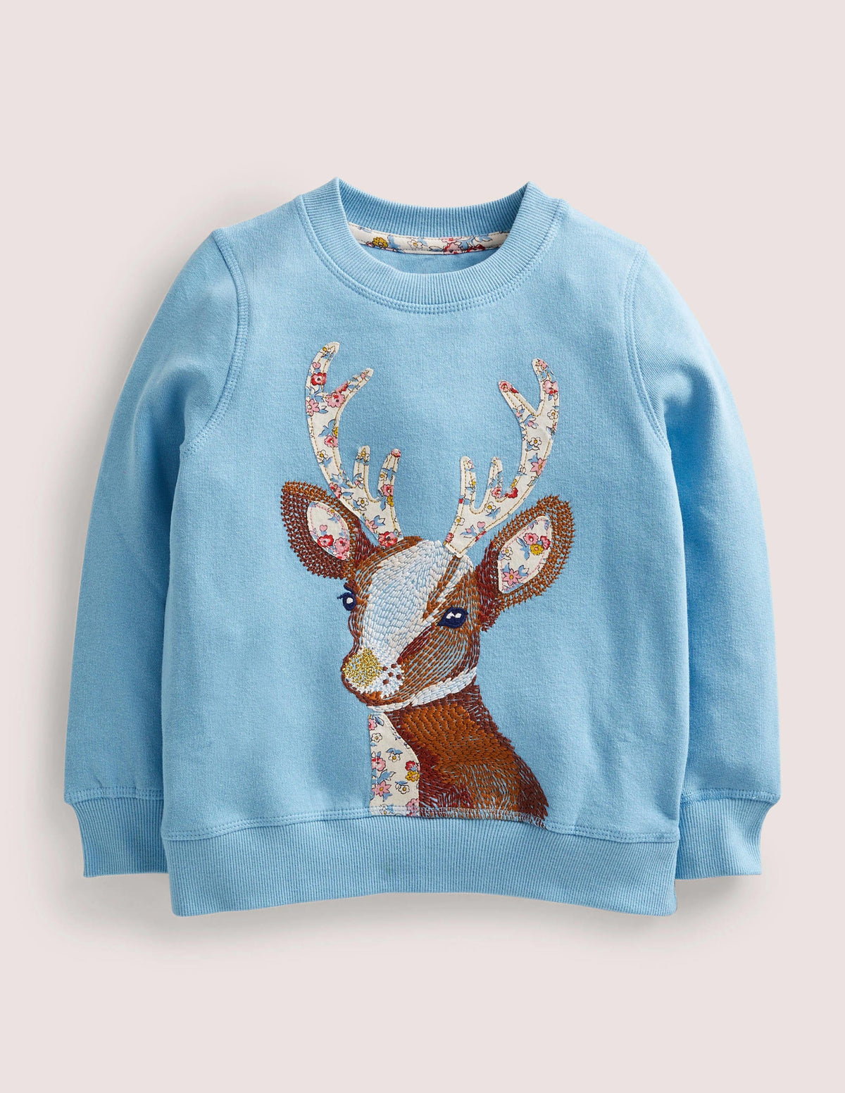 Blue Reindeer Embroidered Sweatshirt-Graublau, Rentier - Image 1