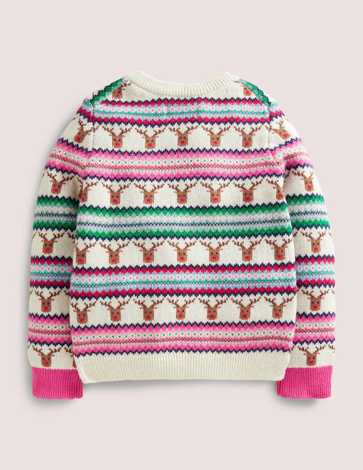 Reindeer Fair Isle Christmas Jumper-Bunt, Gestreift/Rentier - Image 2