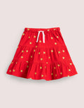 Bestickter Midi-Tellerrock-Rockabilly-Rot