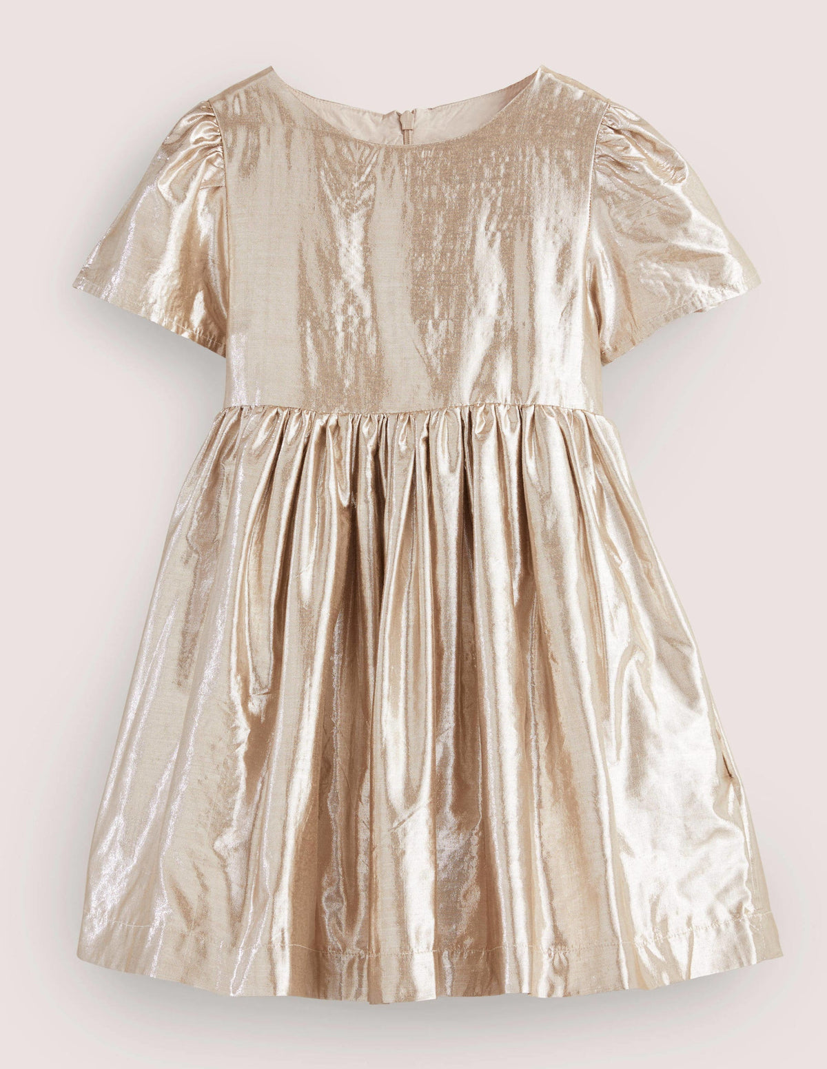 Metallic Gold Bow Party Dress-Gold-Metallic - Image 1