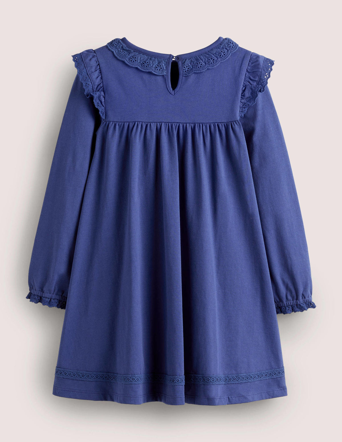 Rüschenkleid mit Lochstickerei-Segelblau - Image 2