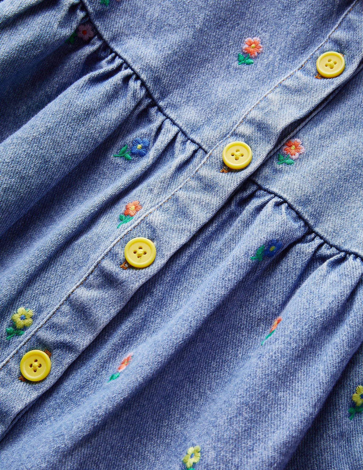 Originelles Vintage-Jeanskleid-Medium Vintage Denim Blumen - Image 3