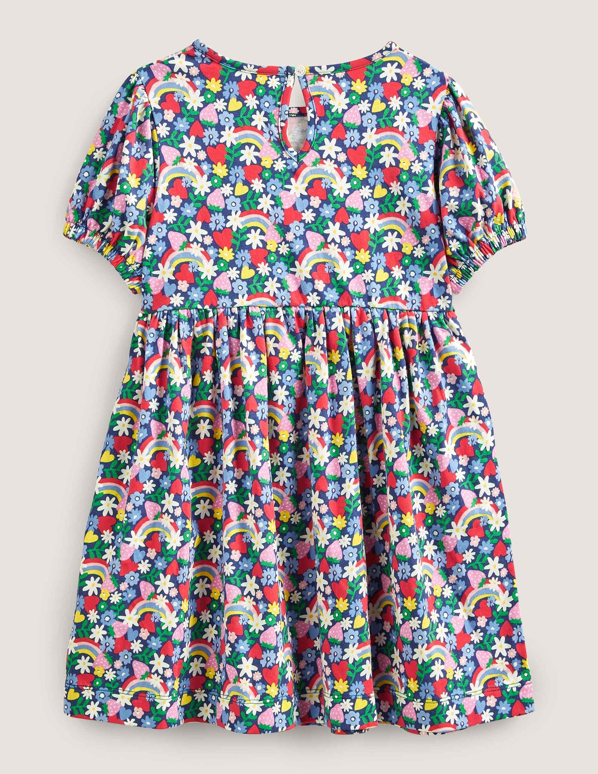 Kleid mit Puffärmeln-Bunt, Regenbogenfarben - Image 2